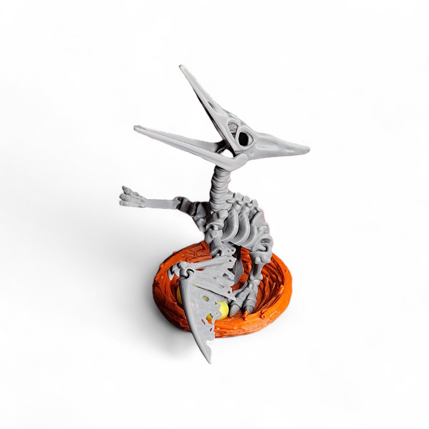 Skeleton Pteranodon with nest and eggs 3D