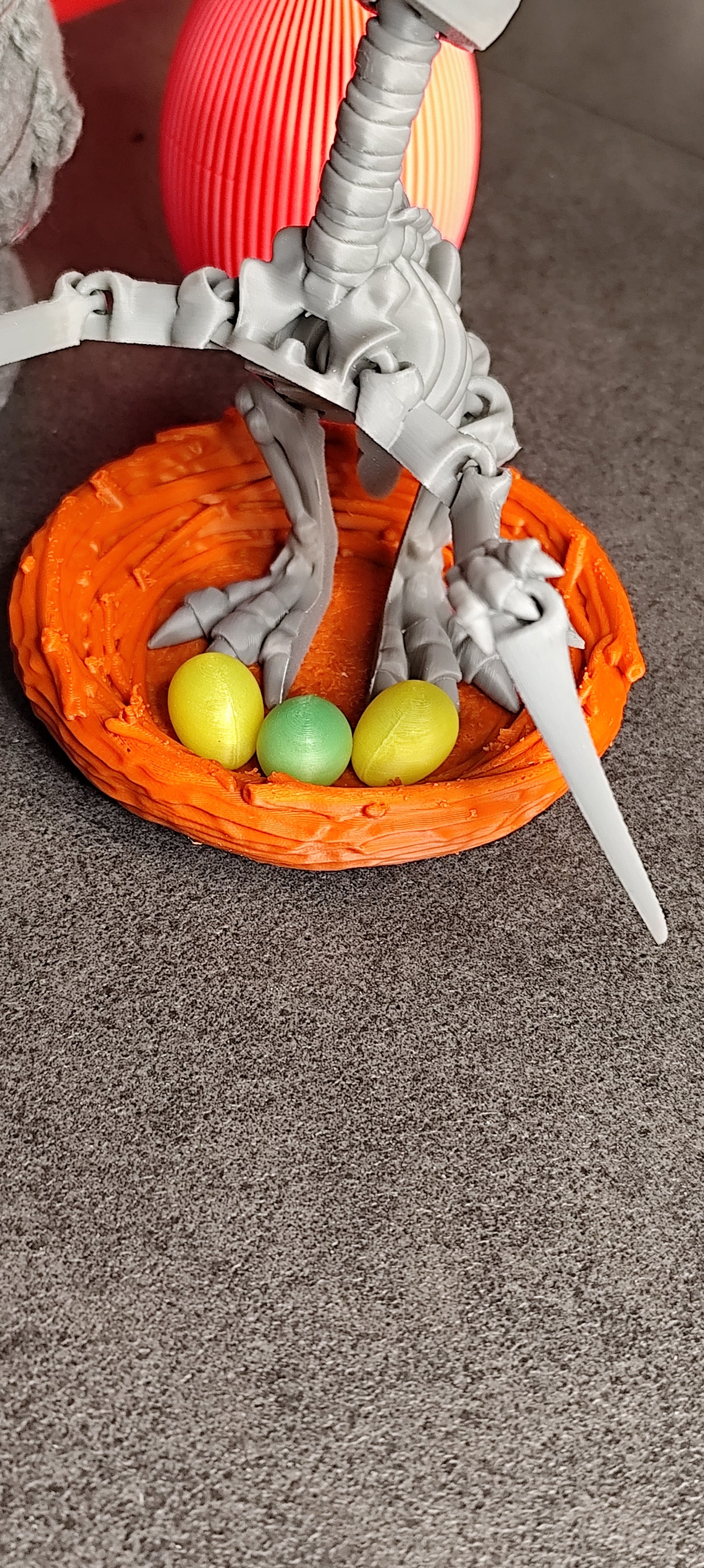 Skeleton Pteranodon with nest and eggs 3D