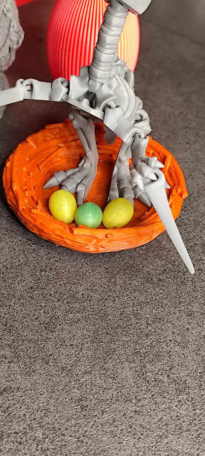 Skeleton Pteranodon with nest and eggs 3D