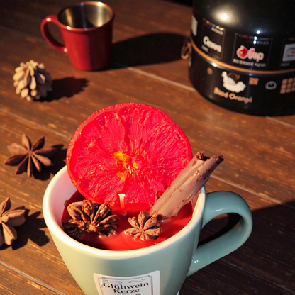 Soy wax mulled wine candle in a mug – Winter scent with orange, cinnamon &amp; star anise