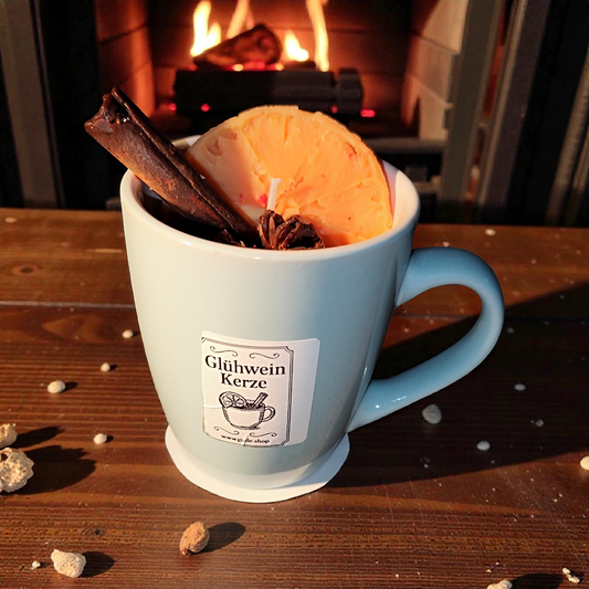 Soy wax mulled wine candle in a mug – Winter scent with orange, cinnamon &amp; star anise