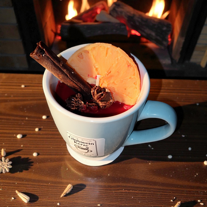 Soy wax mulled wine candle in a mug – Winter scent with orange, cinnamon &amp; star anise