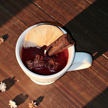 Soy wax mulled wine candle in a mug – Winter scent with orange, cinnamon &amp; star anise