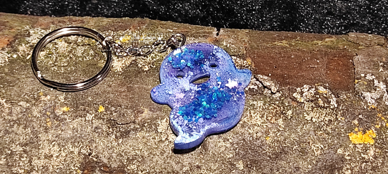 Cute ghost resin keychain handmade 