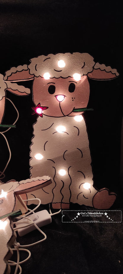 Cute Sheep Night Light with Name and LED, 30x20cm