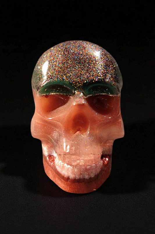 Skull decoration figure – epoxy resin with pigments &amp; glitter – 10 cm – unique piece &amp; custom color possible