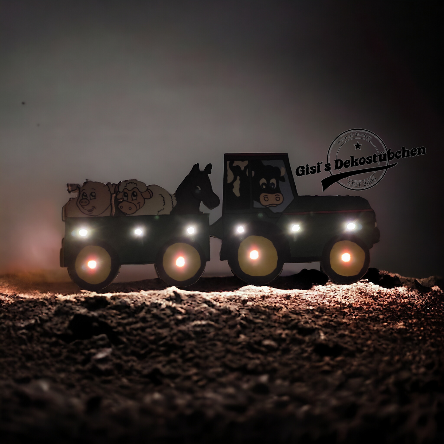 "Tractor with Farm Animals" Wall Lamp with LED