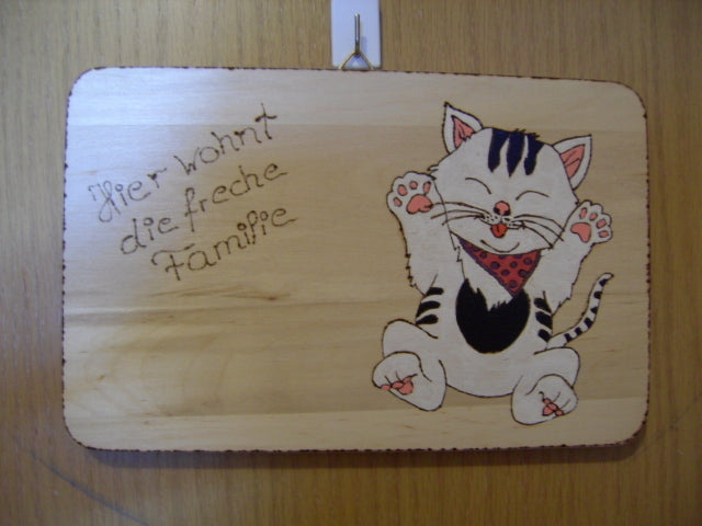 Door sign cat tomcat wood engraving custom text