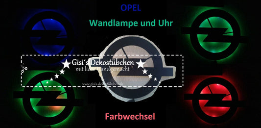 Opel wall lamp with clock (color changing) 