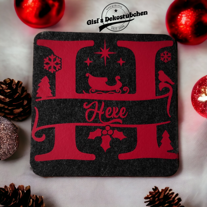 Christmas felt coasters with names