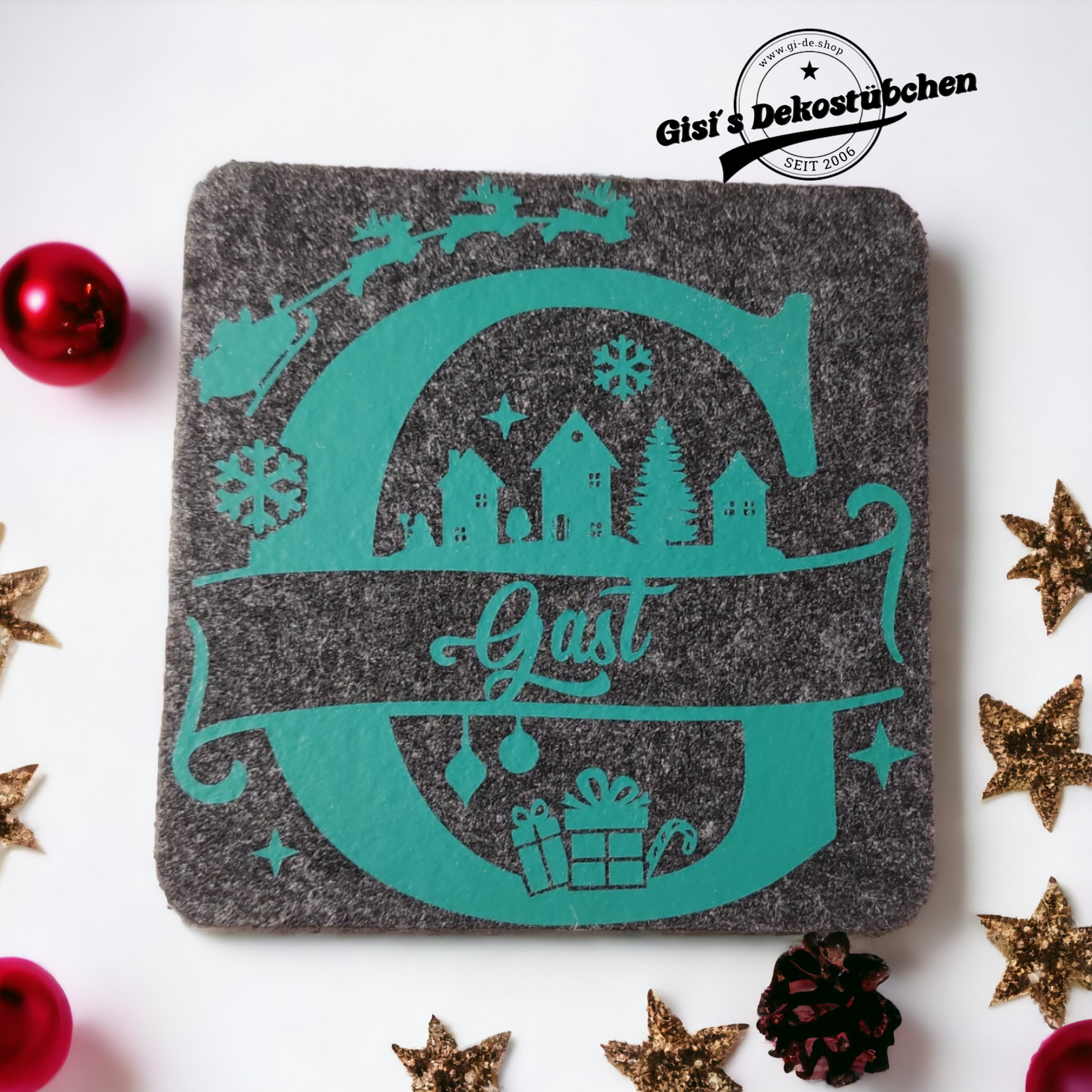 Christmas felt coasters with names