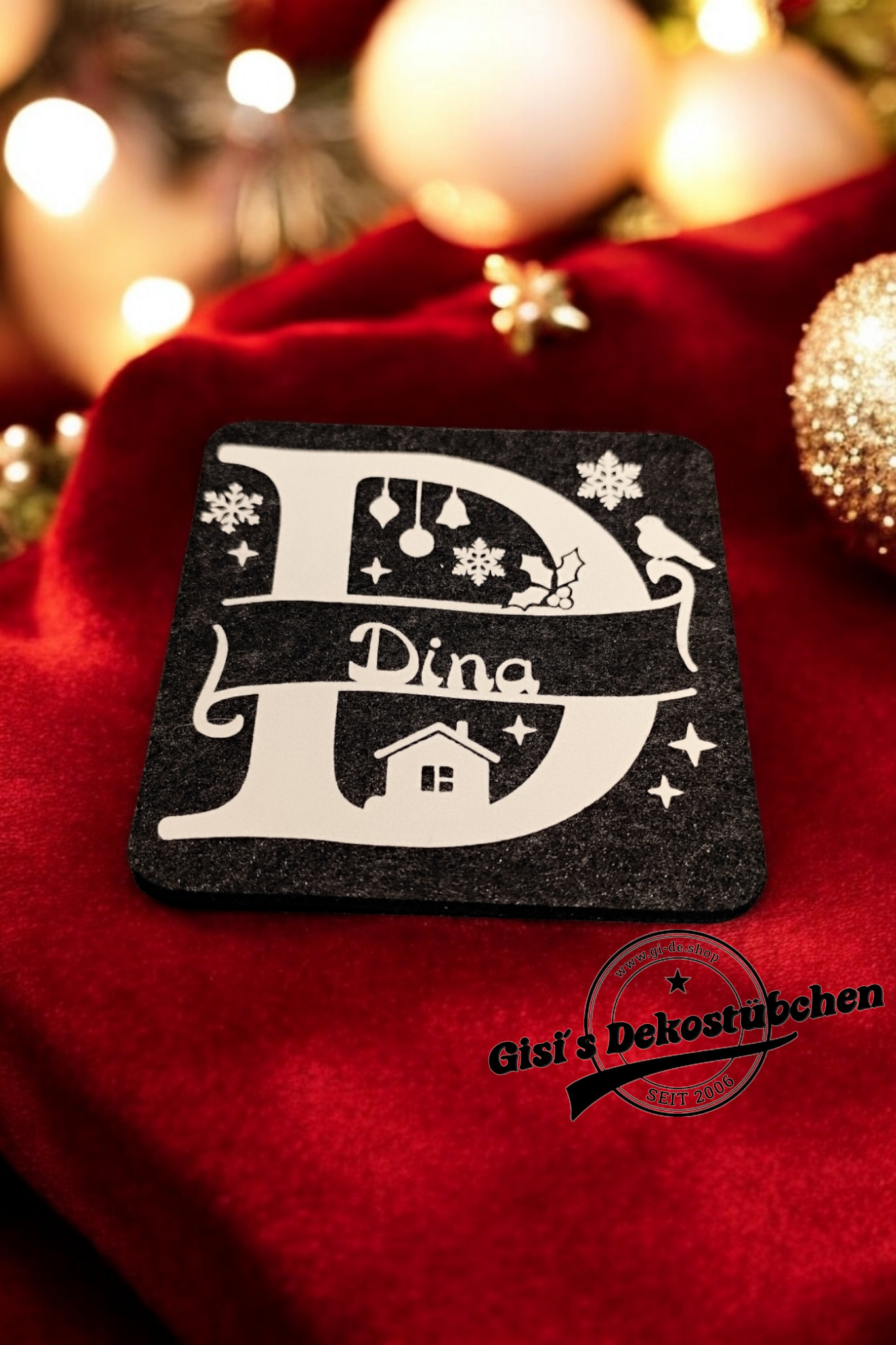 Christmas felt coasters with names