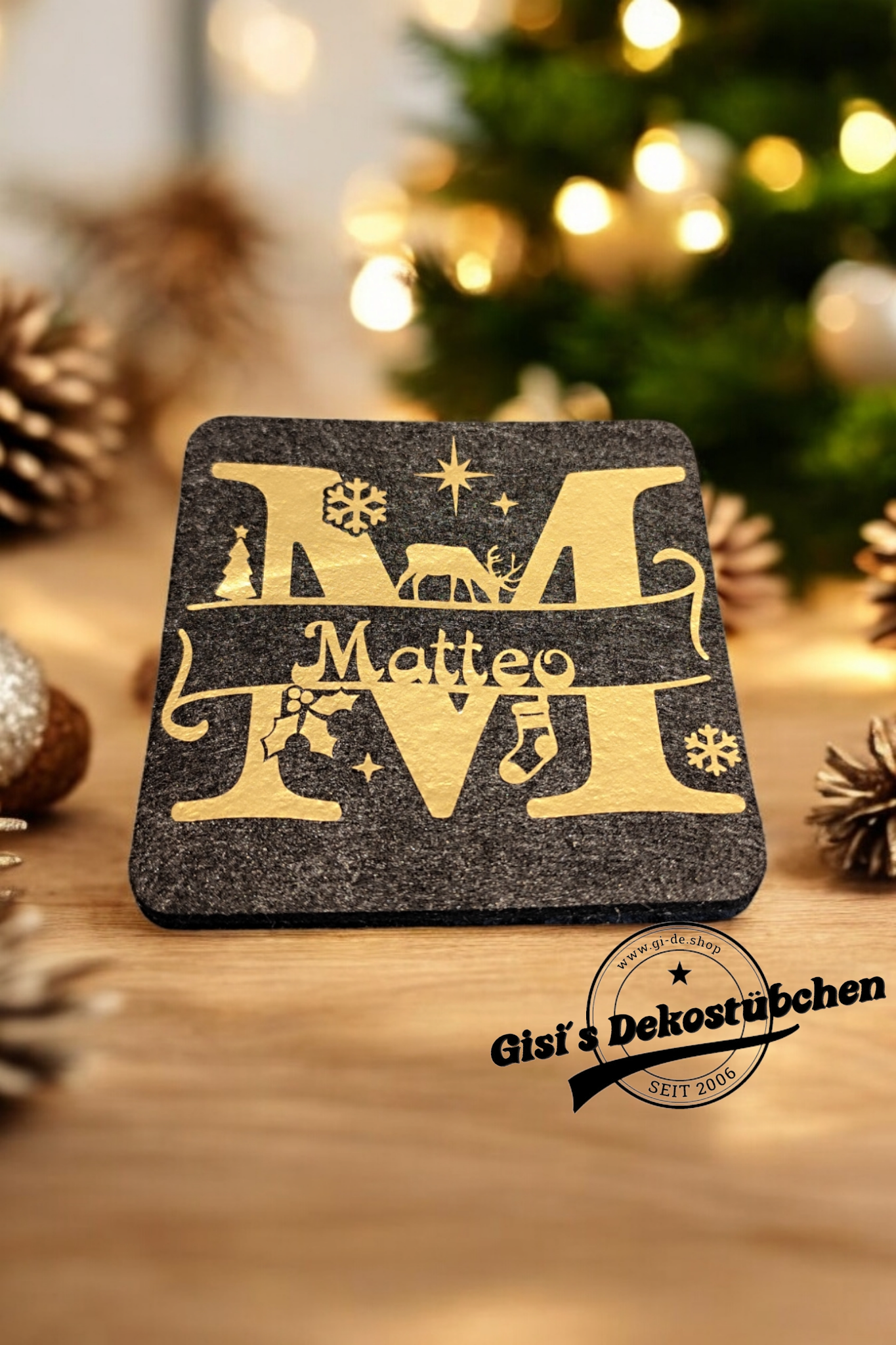 Christmas felt coasters with names