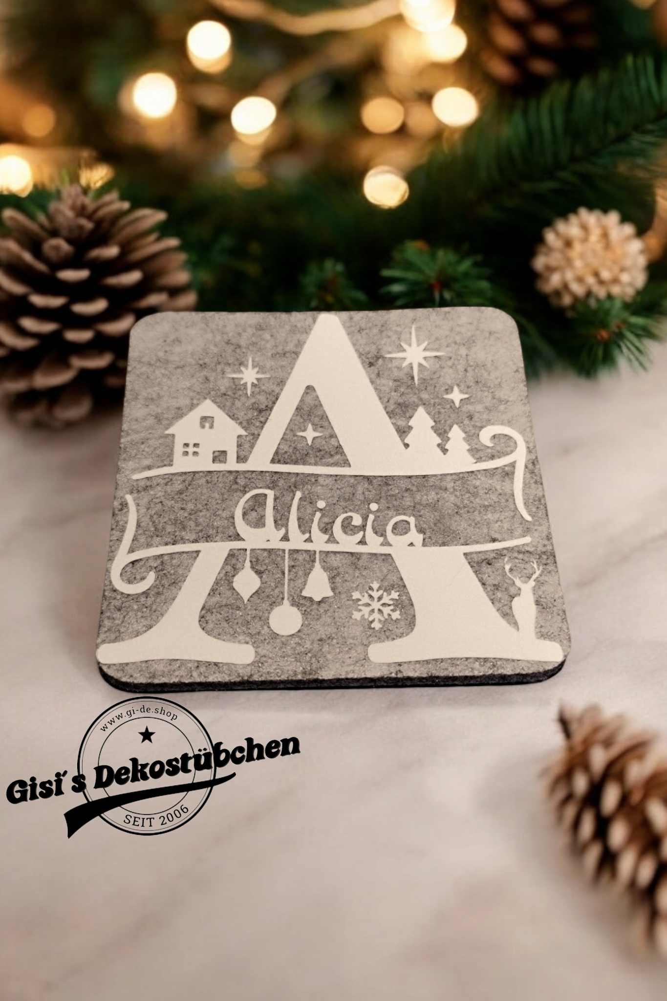 Christmas felt coasters with names