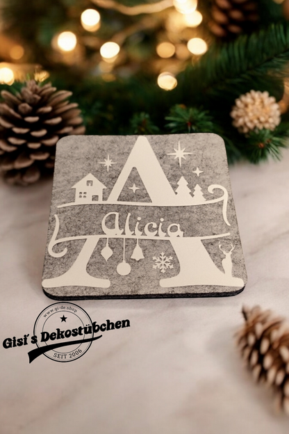 Christmas felt coasters with names
