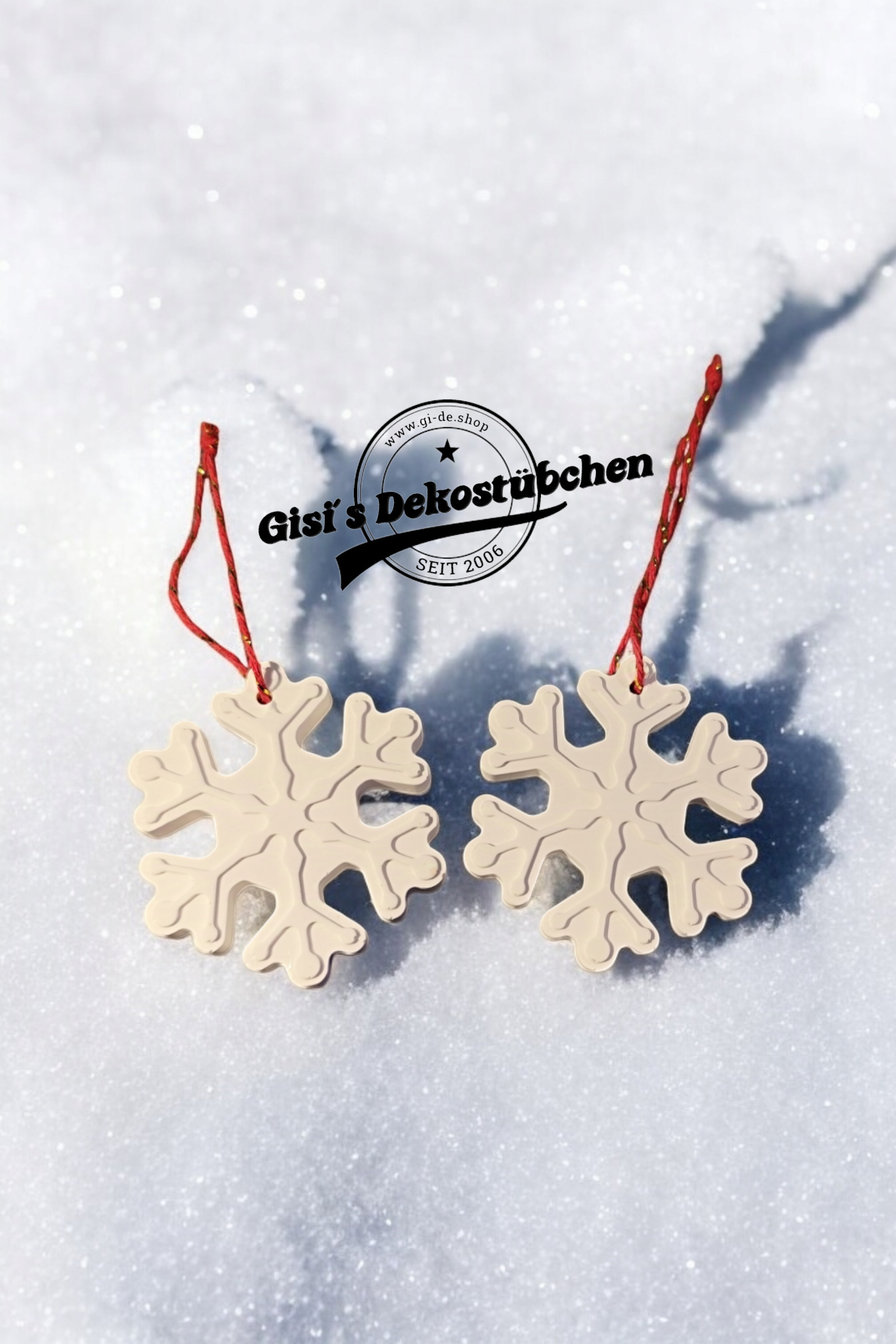 Christmas tree ornaments, snowflakes