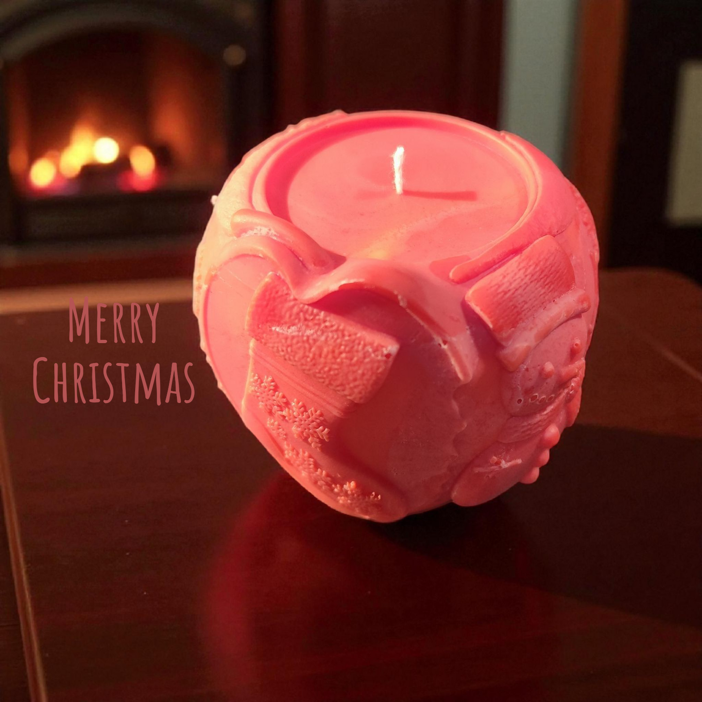 Christmas candle “Winter Apple” – Hand-poured soy wax candle with snowman &amp; snowflakes | Choice of color &amp; fragrance