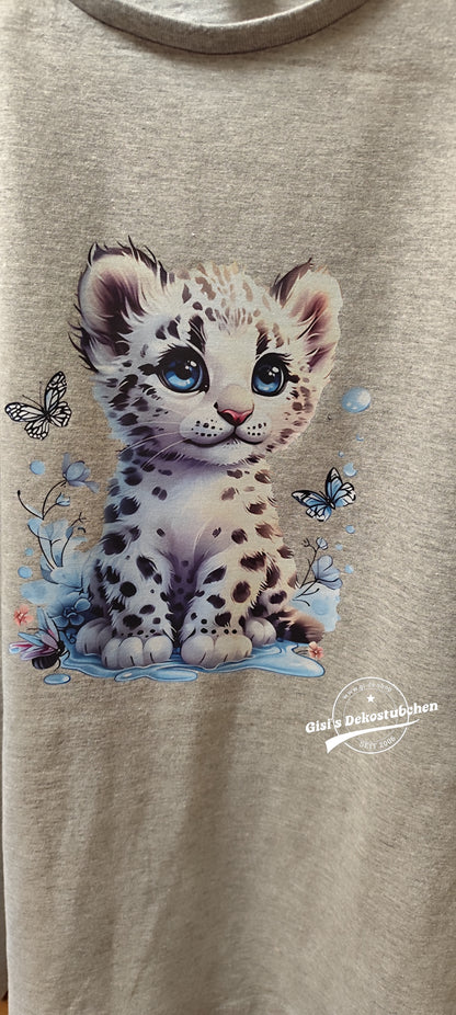 Weißes Leopard T-Shirt, Floral Grafik T-Shirt, Damen T-Shirt, Tier Print Shirt, Natur Liebhaber