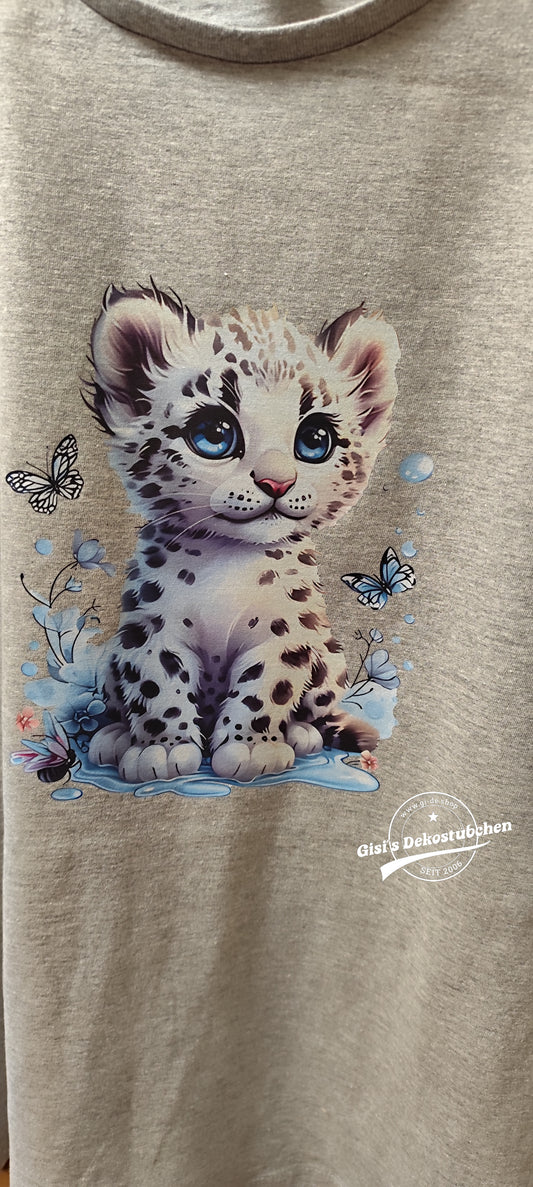 Weißes Leopard T-Shirt, Floral Grafik T-Shirt, Damen T-Shirt, Tier Print Shirt, Natur Liebhaber