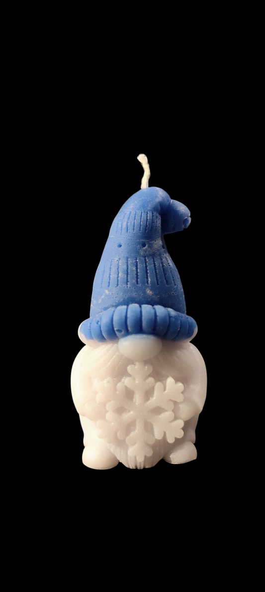 Gnome candle with snowflake – Handmade candle made of paraffin wax in your desired color and fragrance