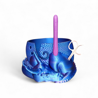 3D Printed Dragon Yarn Holder – Yarn Bowl with Holder for Crochet Hook & Scissors