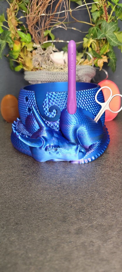 3D Printed Dragon Yarn Holder – Yarn Bowl with Holder for Crochet Hook & Scissors