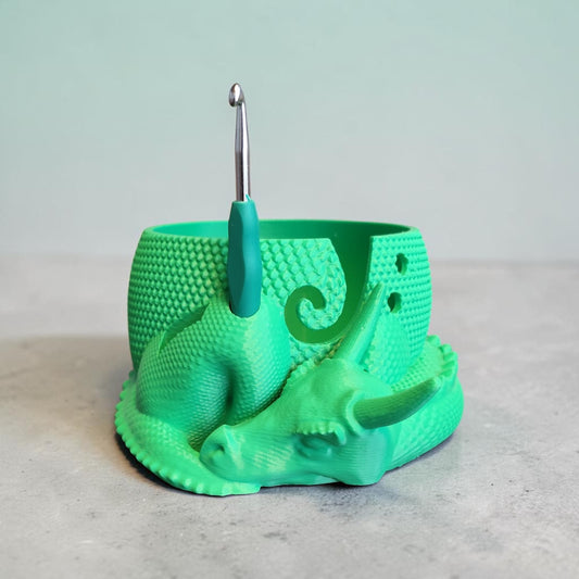 3D Printed Dragon Yarn Holder – Yarn Bowl with Holder for Crochet Hook & Scissors