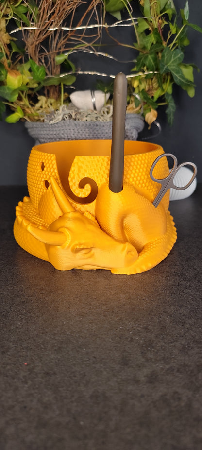 3D Printed Dragon Yarn Holder – Yarn Bowl with Holder for Crochet Hook & Scissors