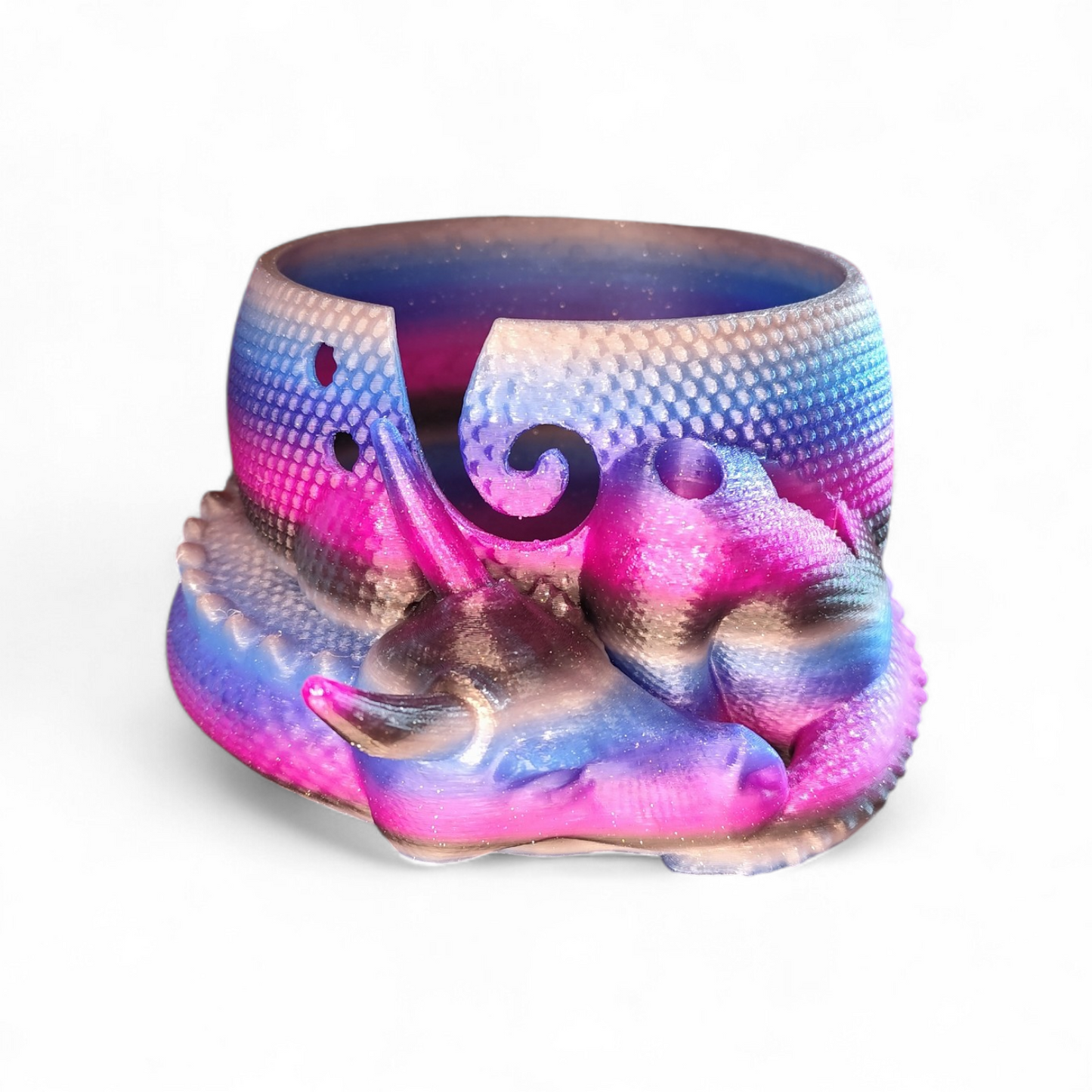 3D Printed Dragon Yarn Holder – Yarn Bowl with Holder for Crochet Hook & Scissors