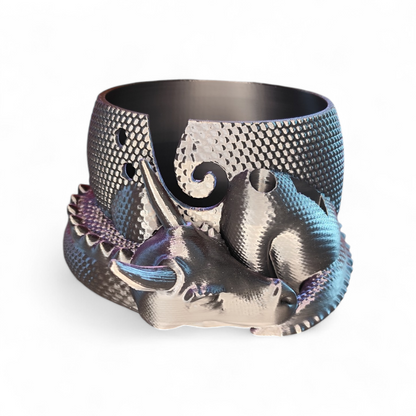 3D Printed Dragon Yarn Holder – Yarn Bowl with Holder for Crochet Hook & Scissors