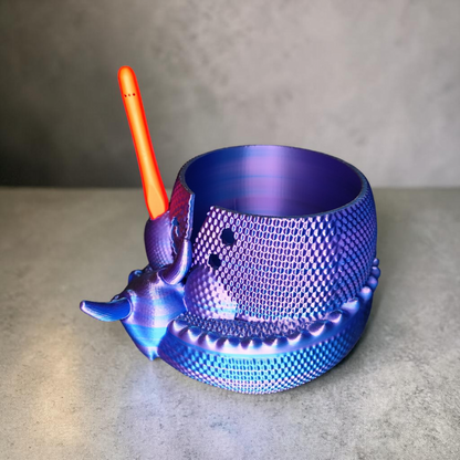 Wollhalter Drache 3D Druck – Wollschale mit Halter für Häkelnadel & Schere