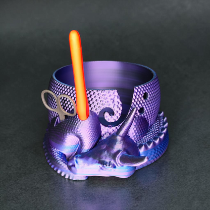 Wollhalter Drache 3D Druck – Wollschale mit Halter für Häkelnadel & Schere