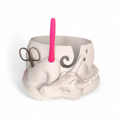 3D Printed Dragon Yarn Holder – Yarn Bowl with Holder for Crochet Hook & Scissors