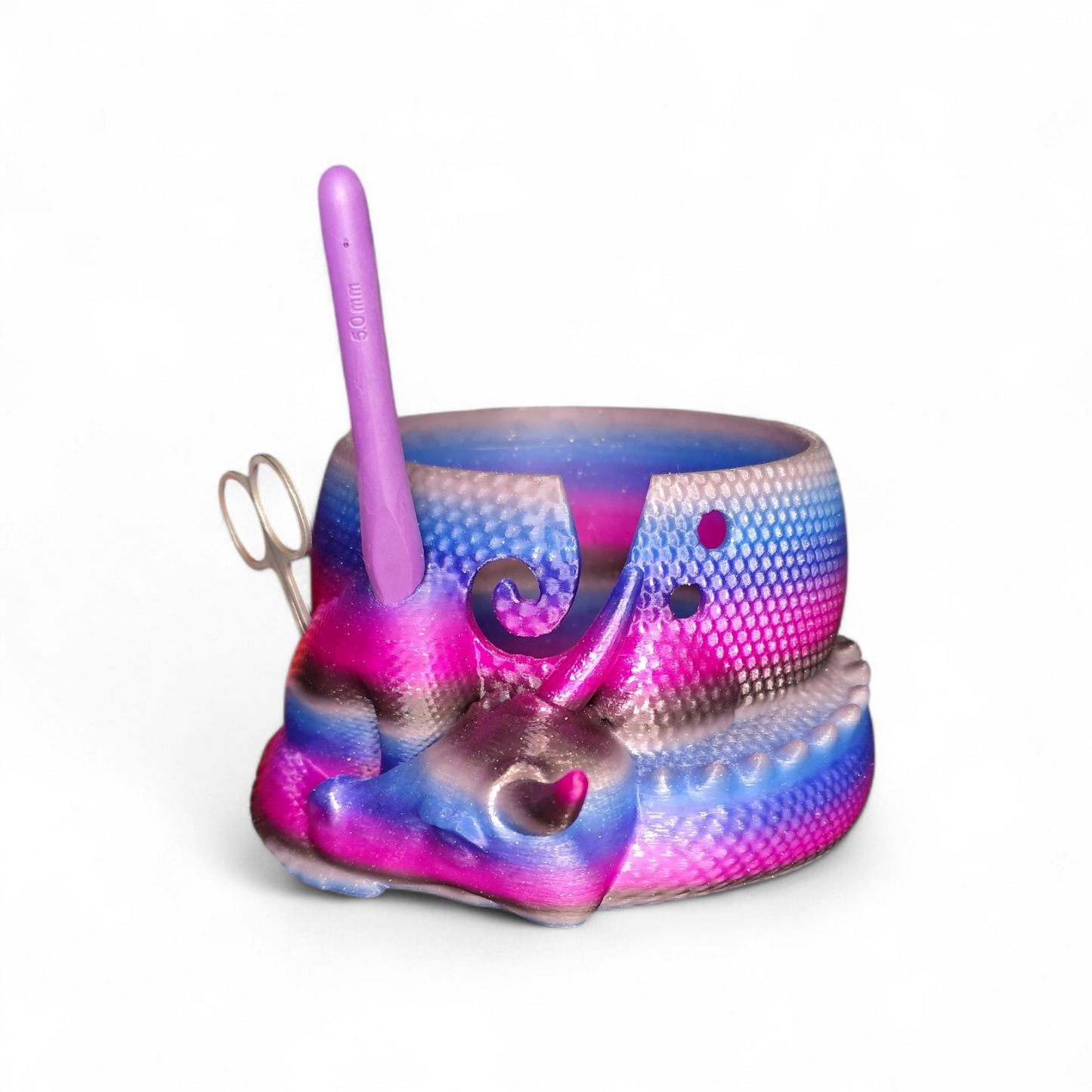 3D Printed Dragon Yarn Holder – Yarn Bowl with Holder for Crochet Hook & Scissors