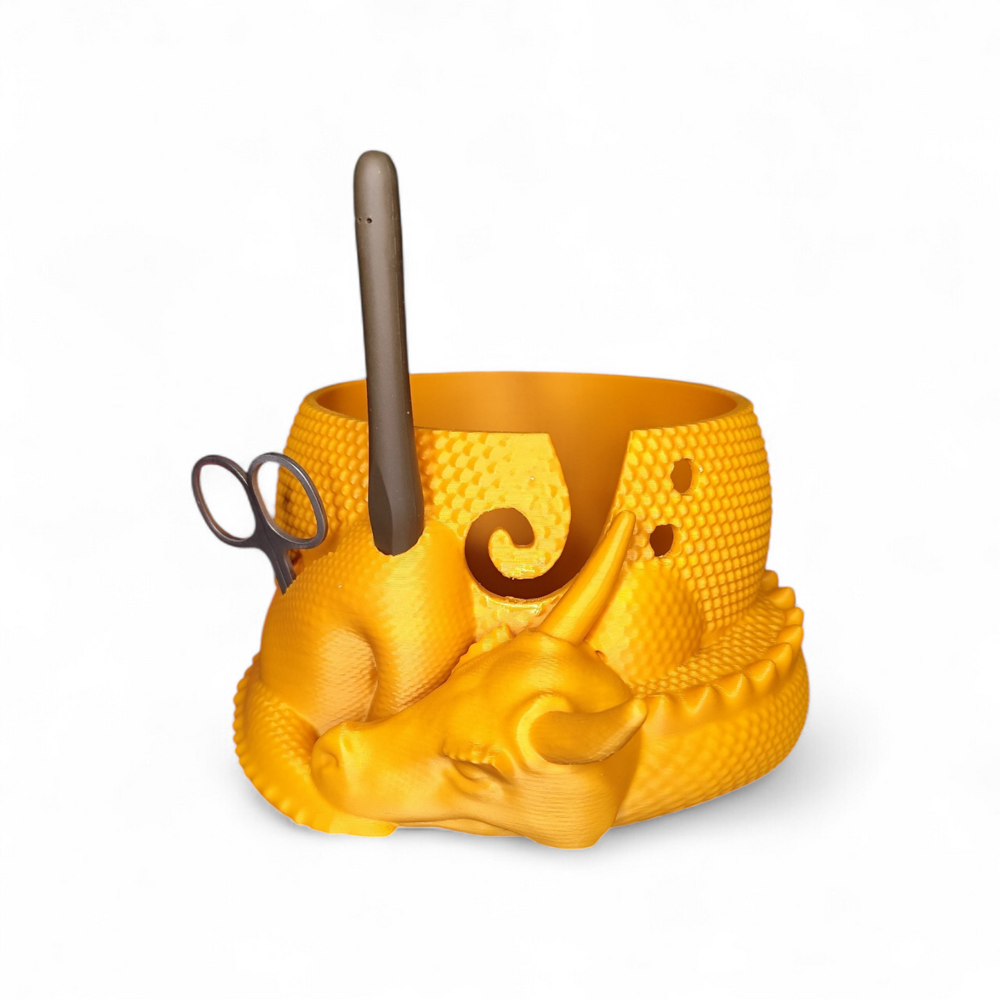 3D Printed Dragon Yarn Holder – Yarn Bowl with Holder for Crochet Hook & Scissors
