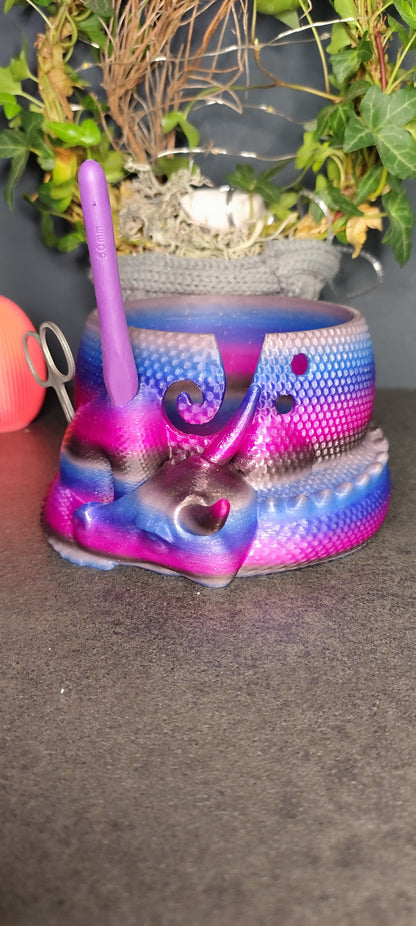 3D Printed Dragon Yarn Holder – Yarn Bowl with Holder for Crochet Hook & Scissors