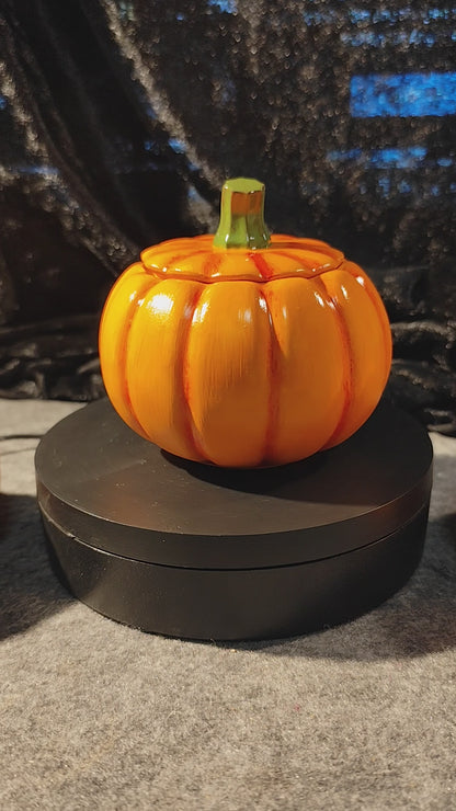 Pumpkin tin with lid ceramic Halloween
